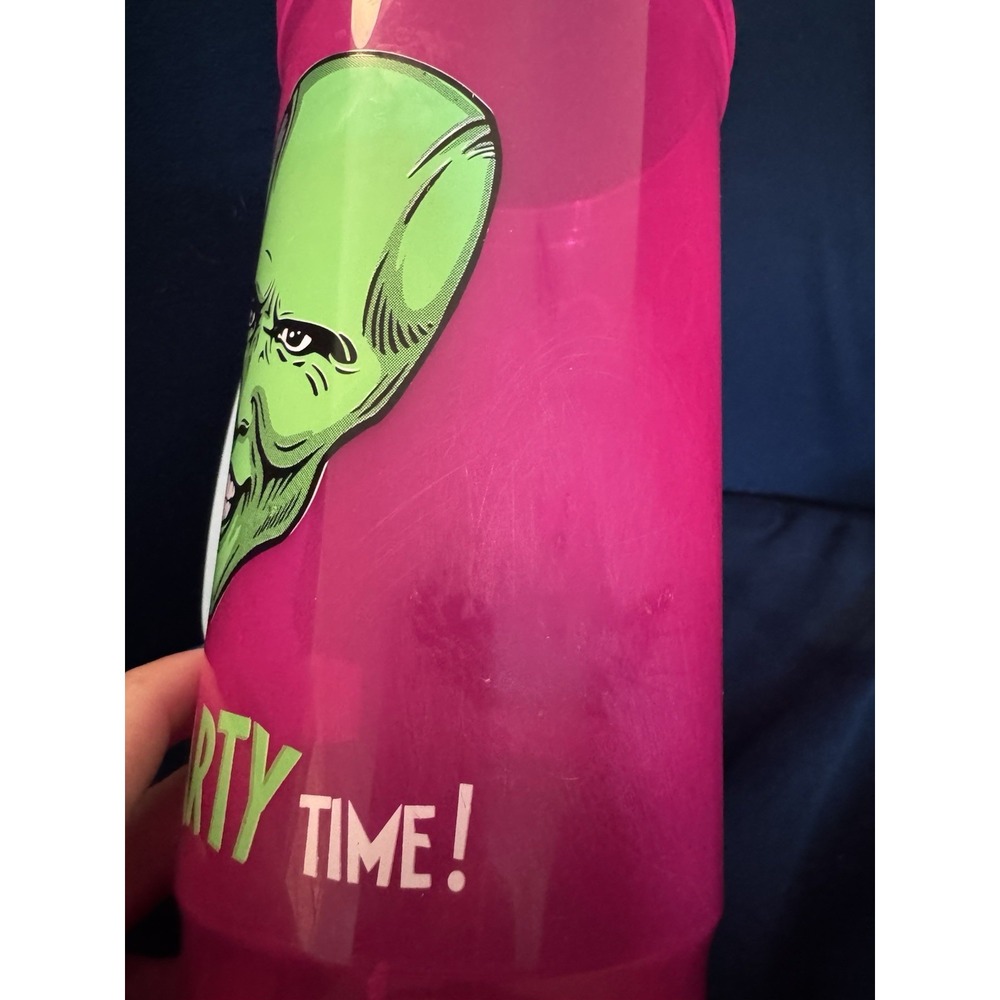 The Mask It's Party Time Pink Plastic Handled Cup Coco Bongo Mexico Vintage - Picture 2 of 7